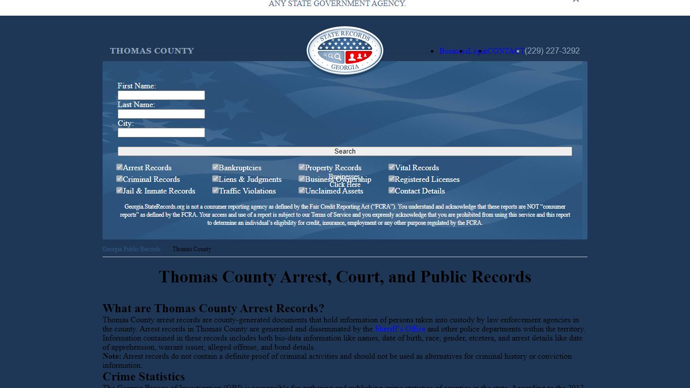 Thomas County Arrest, Court, and Public Records