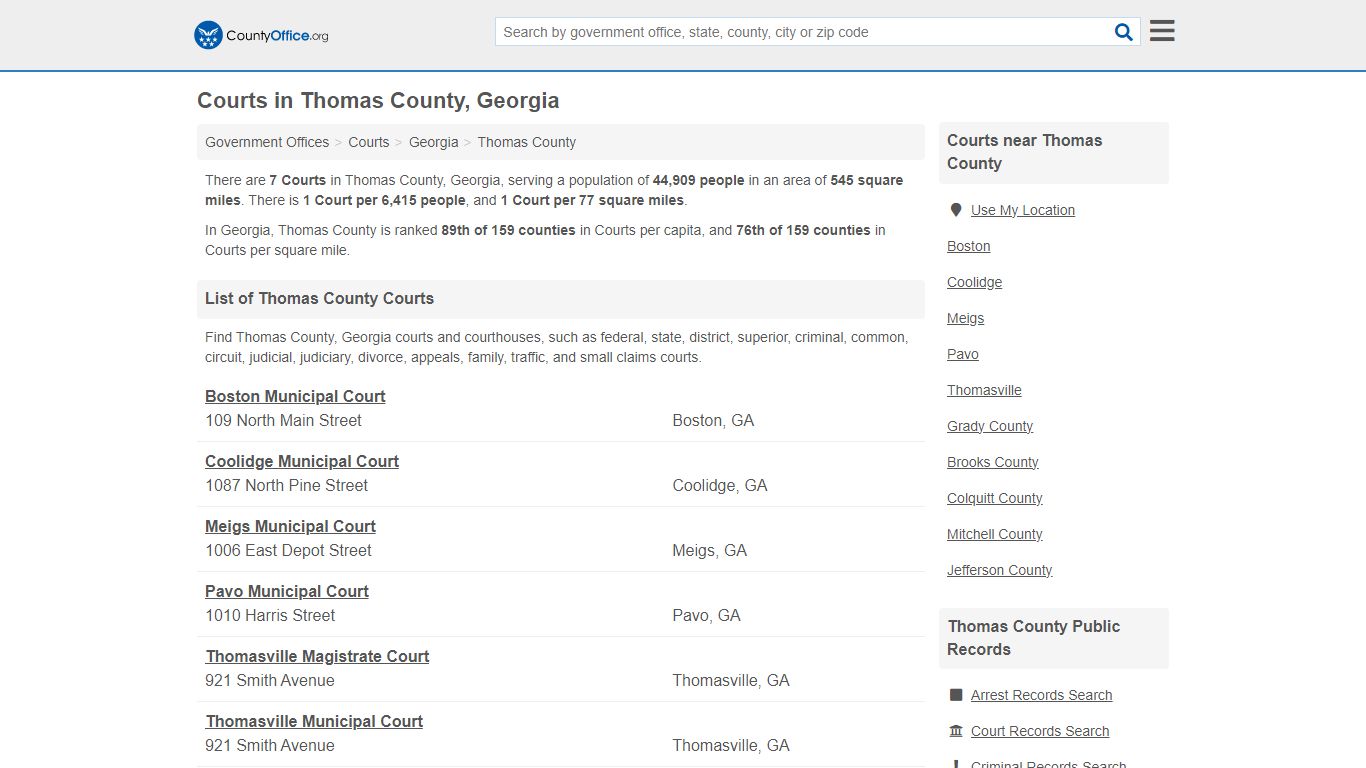 Courts - Thomas County, GA (Court Records & Calendars)